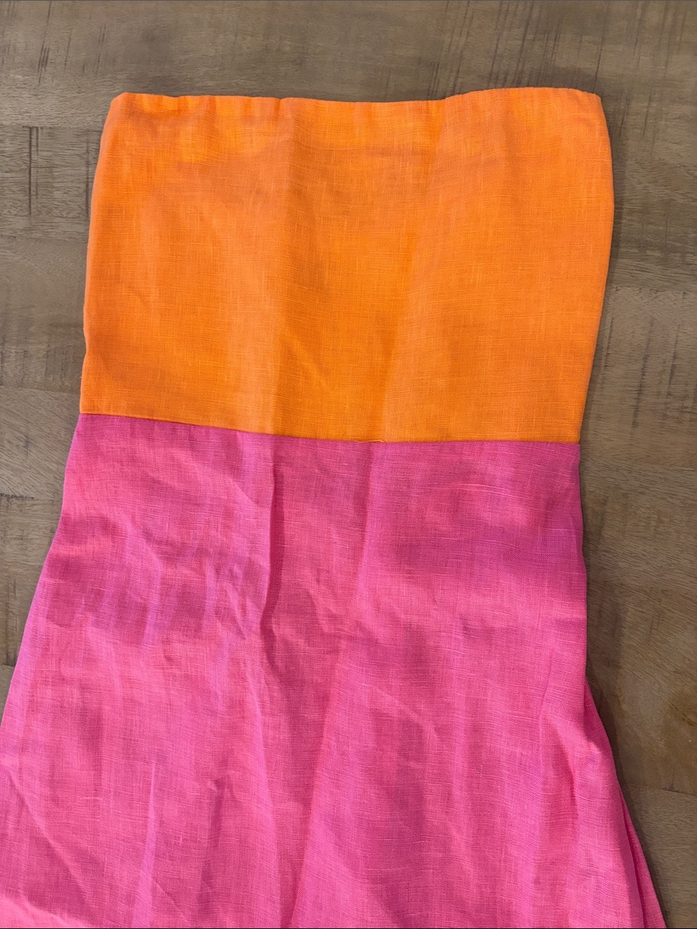 Karlie Boutique Colorblock Linen Bustier Maxi Dress Pink & Orange Small NWT $138 - Picture 6 of 9